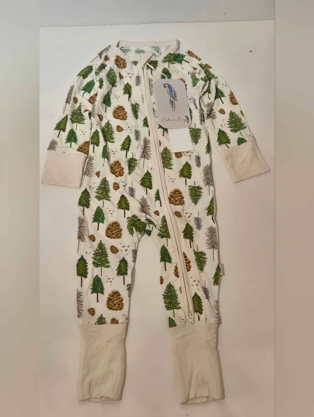 Bamboo Zipped Footed Romper BC Forest 9-12 Months-Sabana Bay
